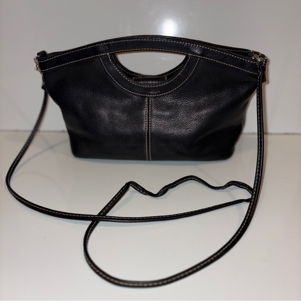 FOSSIL Pebbled Leather Lined Convertible Clutch Crossbody Purse Black 75082